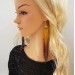 Brown boho beaded long dangle earrings