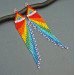 Shoulder Duster Beaded Earrings with Fringe in Rainbow Colors
