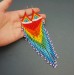 Shoulder Duster Beaded Earrings with Fringe in Rainbow Colors
