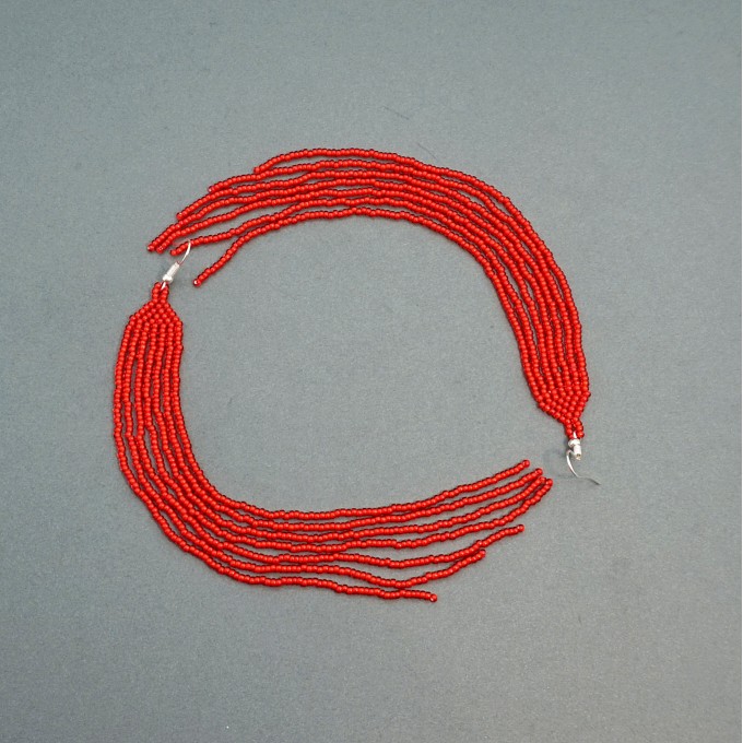 Extra Long Red Beaded Earrings