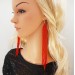Red dangle long statement beaded earrings