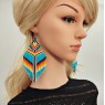Native Style Turquoise Seed Bead Oversized Earrings