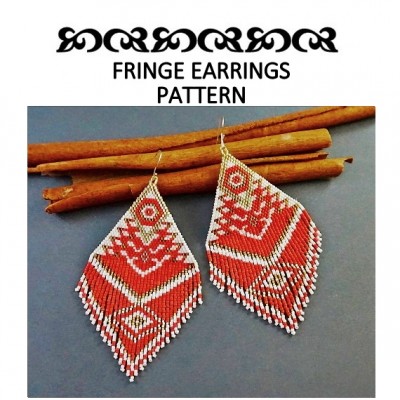 Vermillion XL beaded fringe earrings pattern 29