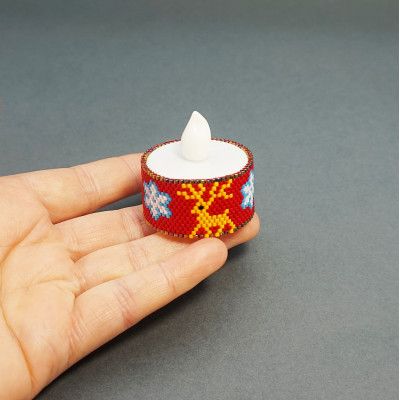 Candle Cover with LED Tea Light - Christmas Deer and Snowflakes
