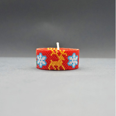 Beaded Candle Cover with LED Tea Light- Christmas Reindeer and Snowflakes