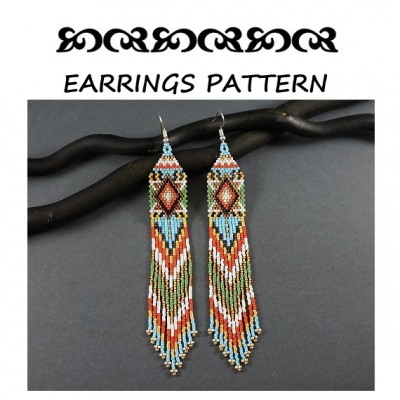 Long Fringe Earrings Pattern Brick Stitch 32