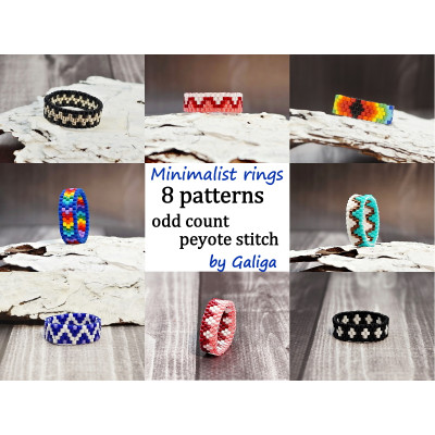 Minimalist Beaded Rings Patterns Set of 8