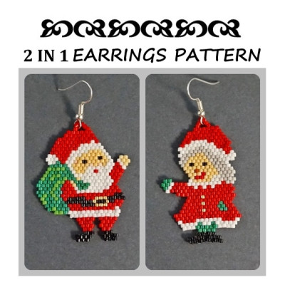 Mr and Mrs Santa Claus Beaded Earrings Pattern