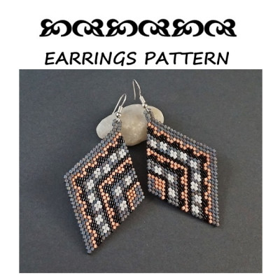 Cherry Blossom Beaded Earrings Pattern - Diamond-Shaped