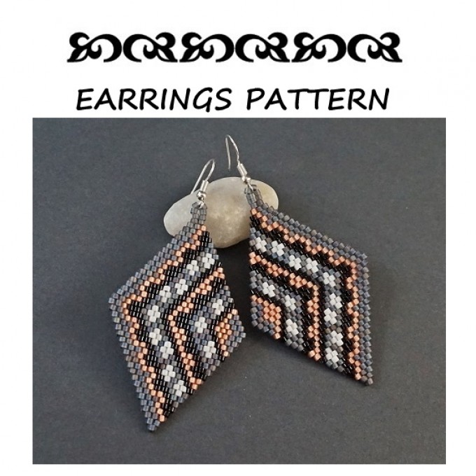 Geometric Beaded earrings pattern brick stitch