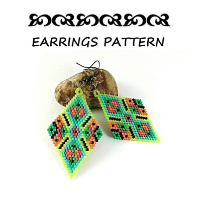 Ethnic Ornament Geometric Beaded Earrings Pattern