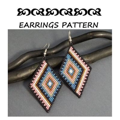 iamond Shaped Geometric Seed Bead Earrings Pattern