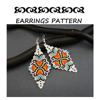 Colorful Geometric Beaded Earrings Pattern - Handmade Jewelry