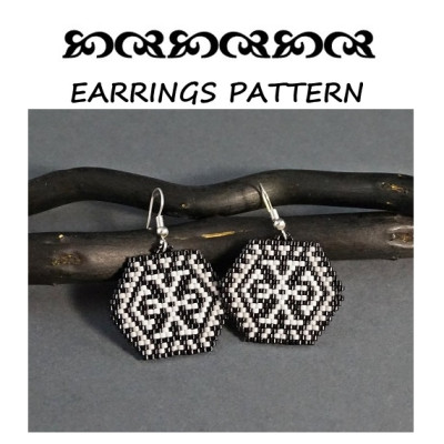 Small Black and White Beaded Earrings Pattern