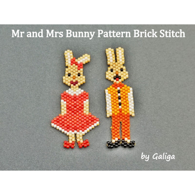 Easter Bunny Beaded Pattern - Mr and Mrs Bunny Patterns for Spring Holiday Decorations
