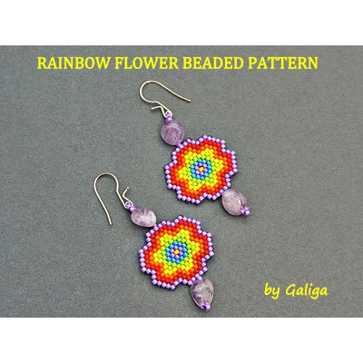 Rainbow Flower Beaded Earrings or Pendant Pattern