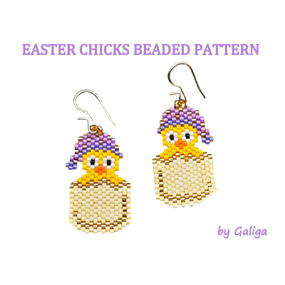 Easter Chick in Egg Brick Stitch Beading Pattern