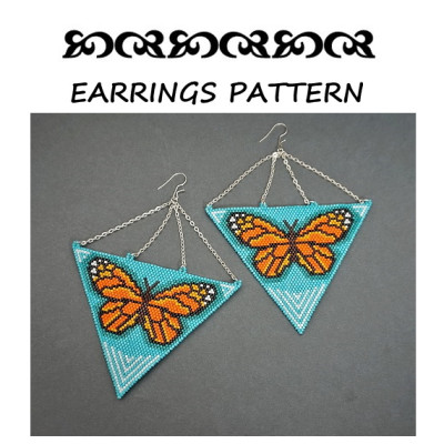 Butterfly Triangle Earrings pattern beading brick stitch