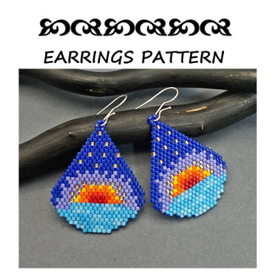 Ocean Sunset Drop Beaded Earrings Pattern Brick Stitch | Galiga Jewelry