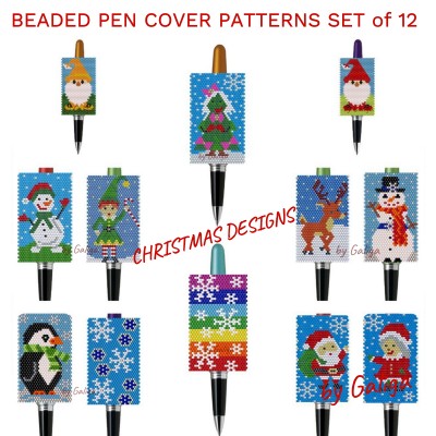 Christmas Pen Cover Patterns Beaded Set