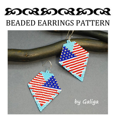 Stylized American Flag Earrings Beading Pattern