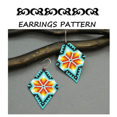 Floral Native Style Beaded Earrings Pattern