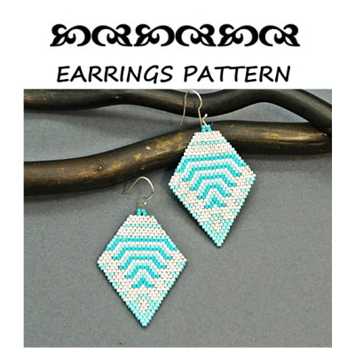 Mint Turquoise White Beaded Earrings Pattern