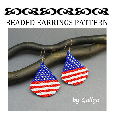 Drop Beaded Earrings Pattern - US Flag