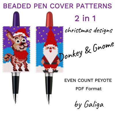 Bead Pen Wraps Patterns Christmas Donkey and Gnome