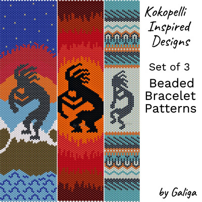 Kokopelli Beaded Bracelets SET of 3 Patterns