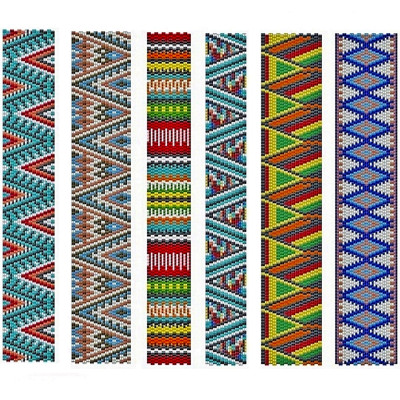 Bracelet Patterns SET of 6 - 2 Drop Peyote Technique