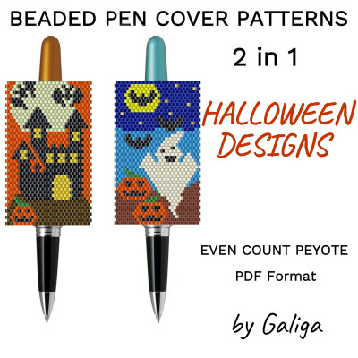 Halloween Dark Castle and Boo Ghost Pen Cover Patterns