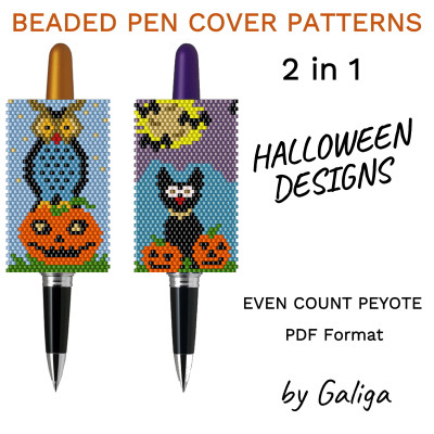 Halloween Pen Wrap Patterns Owl, Bat and Cat