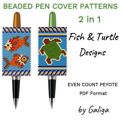 Fish and Turtle Bead Pen Wrap Patterns 2 in 1