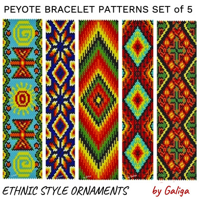 SET OF 5 Peyote Bracelet Patterns