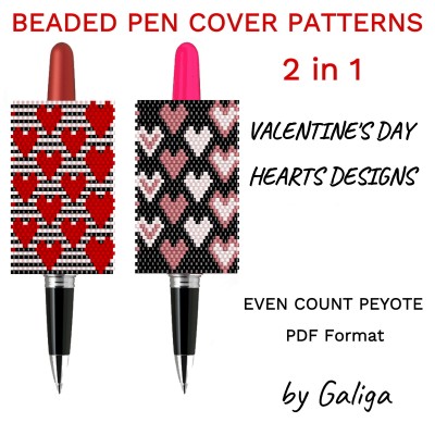 Valentine's Day Hearts Pen Cover Patterns