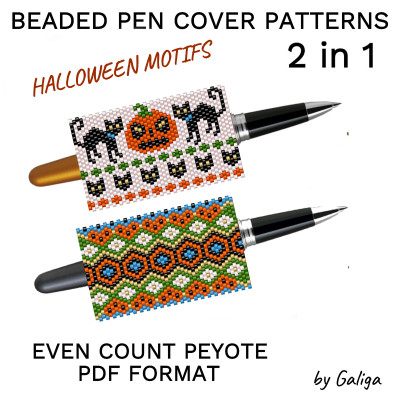 Halloween Pen Wrap Patterns Pumpkin and Black Cat