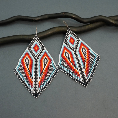 Colorful Oversized Statement Beaded Earrings with Black Accents | Galiga Jewelry