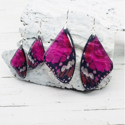 Dark pink butterfly earrings
