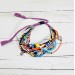 Colorful Boho Beaded Multistrand Bracelet with Evil Eye Charms