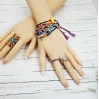 Colorful Boho Beaded Multistrand Bracelet with Evil Eye Charms