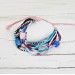 Pink Purple Blue Shades Boho Beaded Multistrand Bracelet with Glass Beads