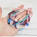 Pink Purple Blue Shades Boho Beaded Multistrand Bracelet with Glass Beads
