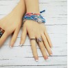 Delicate Blue and Pink Glamour Beaded Multistrand Bracelet with Silver Charms