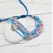 Delicate Blue and Pink Glamour Beaded Multistrand Bracelet with Silver Charms