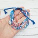 Delicate Blue and Pink Glamour Beaded Multistrand Bracelet with Silver Charms