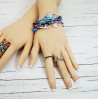 Pink Purple Blue Shades Boho Beaded Multistrand Bracelet with Glass Beads