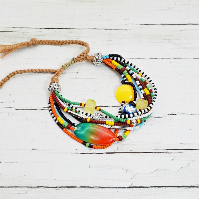 Beaded Friendship Multistrand Bracelet in Fall Colors