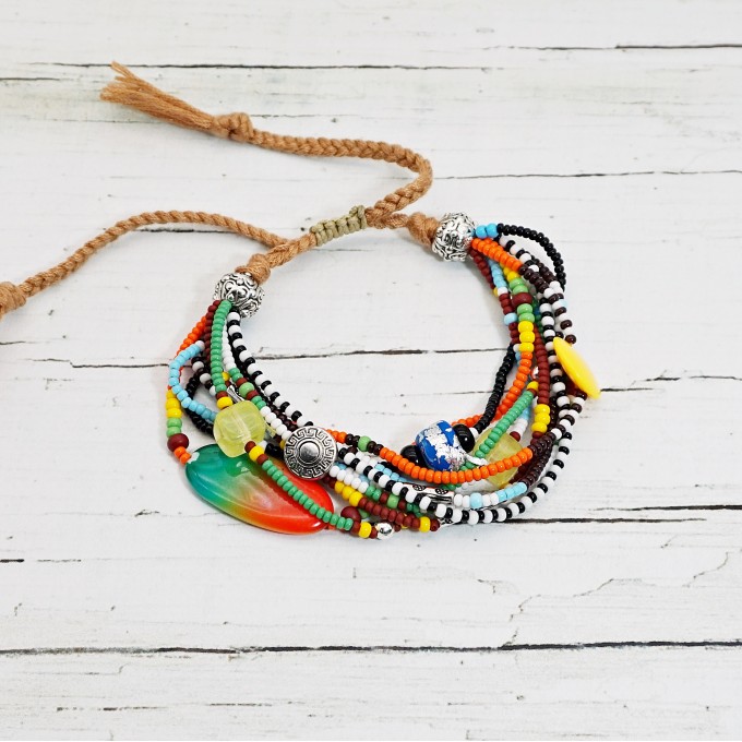 Beaded Friendship Multistrand Bracelet in Fall Colors