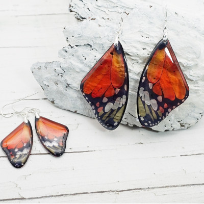 Orange butterfly earrings